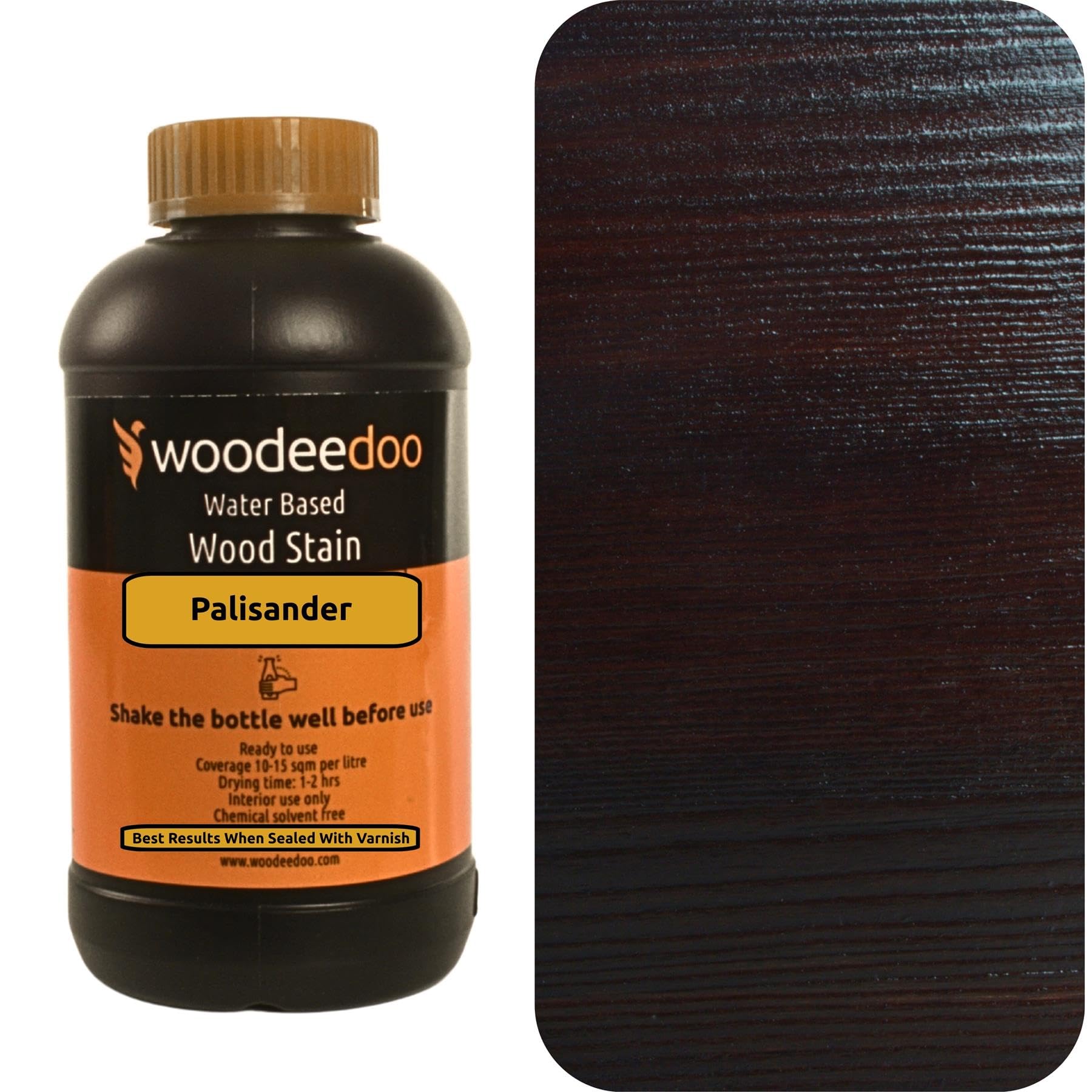 Woodeedoo Palisander Water Based Wood Stain | Wood Dye | Ready To Use | Environmentally Friendly | Solvent Free | Odour Free | 450 Ml |