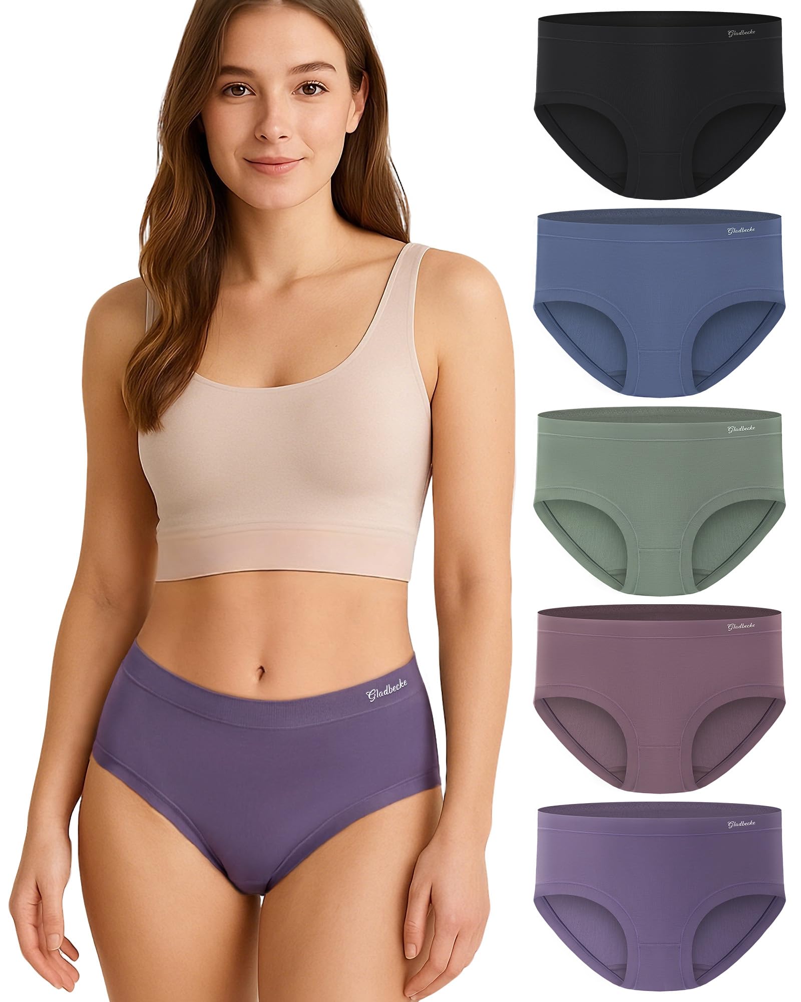 Gladbecke Damen Unterwäsche: Unterhosen aus Bambus Viskose (5er Pack)- 94% Bambusviskose & 6% Elasthan - Extrem Weich, Atmungsaktiv & Bequem, Etikettfrei