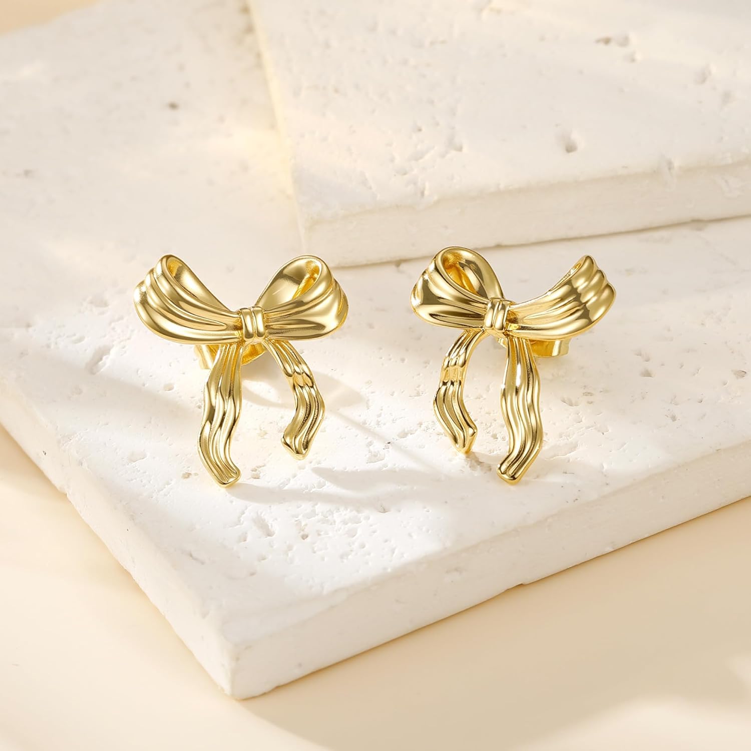 Valentines Day Gifts for Kids Her Teen Girls - Gold Bow Earrings for Women Jewelry Huggie Hoop Stud Earrings Hypoallergenic CZ Pearl Drop Bow Earring Gifts for Girls Wedding Birthday Gifts - Image 6