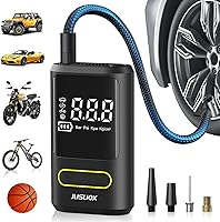 JUSUOX 150 PSI Cordless Tire Inflator Portable Air Compressor for Car, Bike, Motorcycle, Balls - Auto Shutoff, Digital Gauge, LED Light