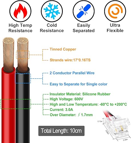 Miniatura 7 de LightingWill Conectores de tira LED de 2 pines de 0.315 in, 10 conectores LED sin soldadura para tiras de luz LED de un solo color, compatible con