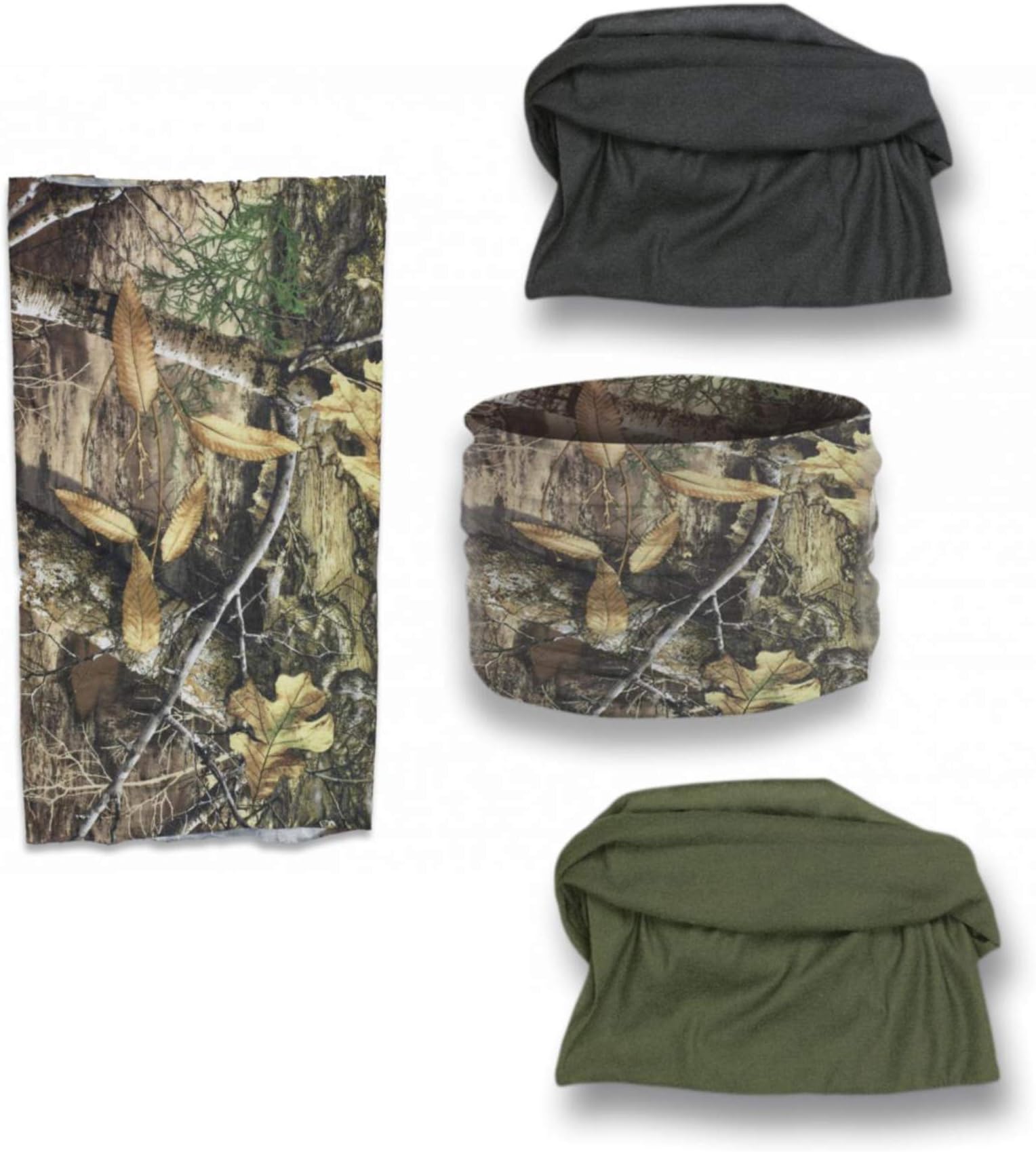 Martinez Albainox Pack of 3 Tube Scarves Neck Warmer Camouflage Black Green