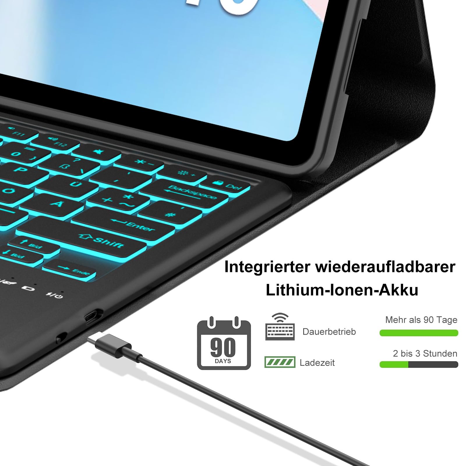 Funda con Teclado para Honor X9a 11.5 Pulgadas 2025 | [Español] Retroiluminado Bluetooth Magnéticamente Teclado con Funda Delgada y Touchpad para Tablet Honor X9a 2025 11.5, Negro