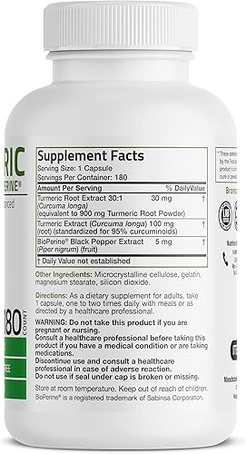 Vista 10 de Curcumina de cúrcuma con BioPerine – Soporte articular de alta potencia premium con 95% curcuminoides estandarizados – Cápsulas sin OMG con pimienta