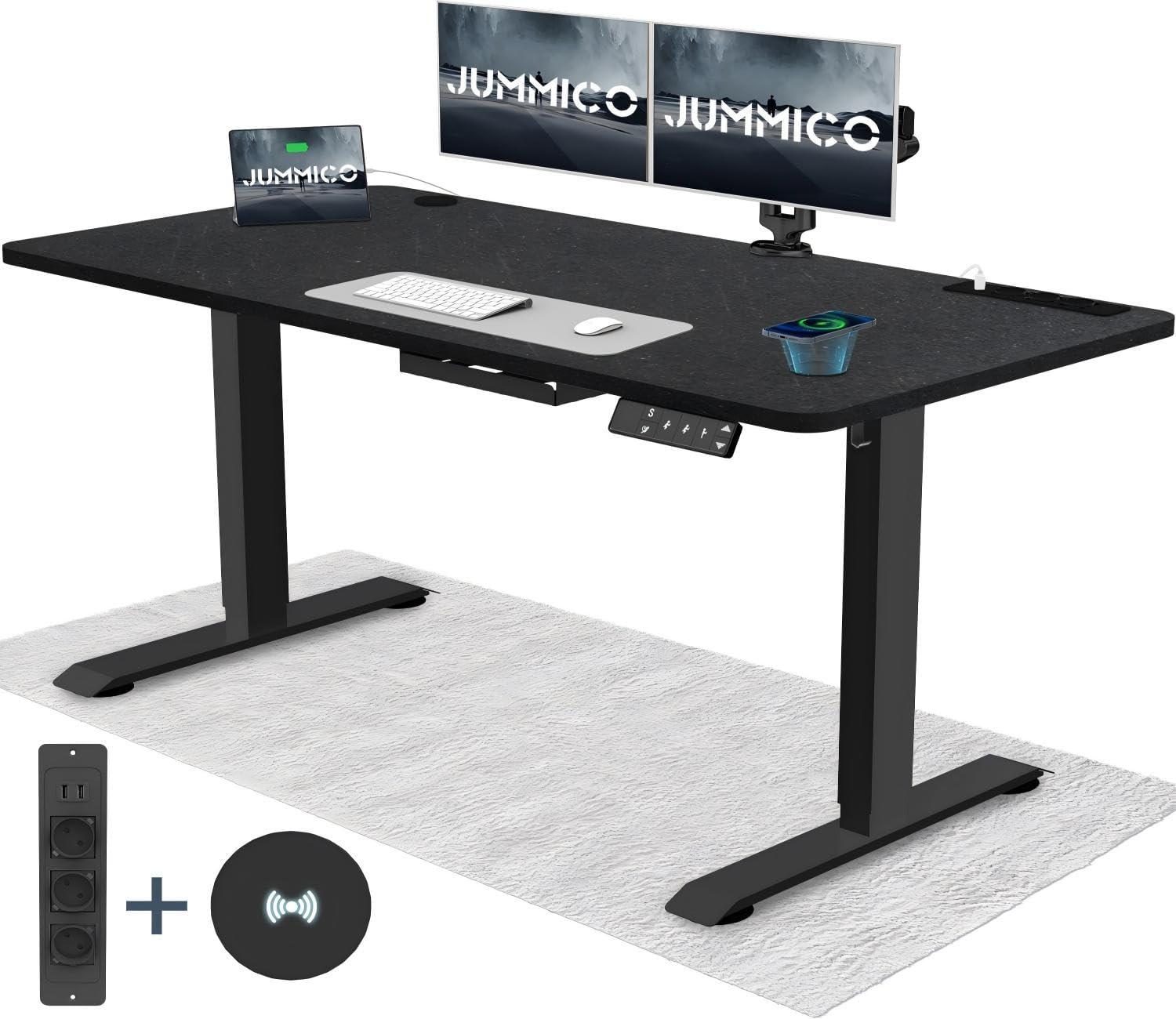 JUMMICO HeightAdjustable Desk with Wireless Charging Station and Euro