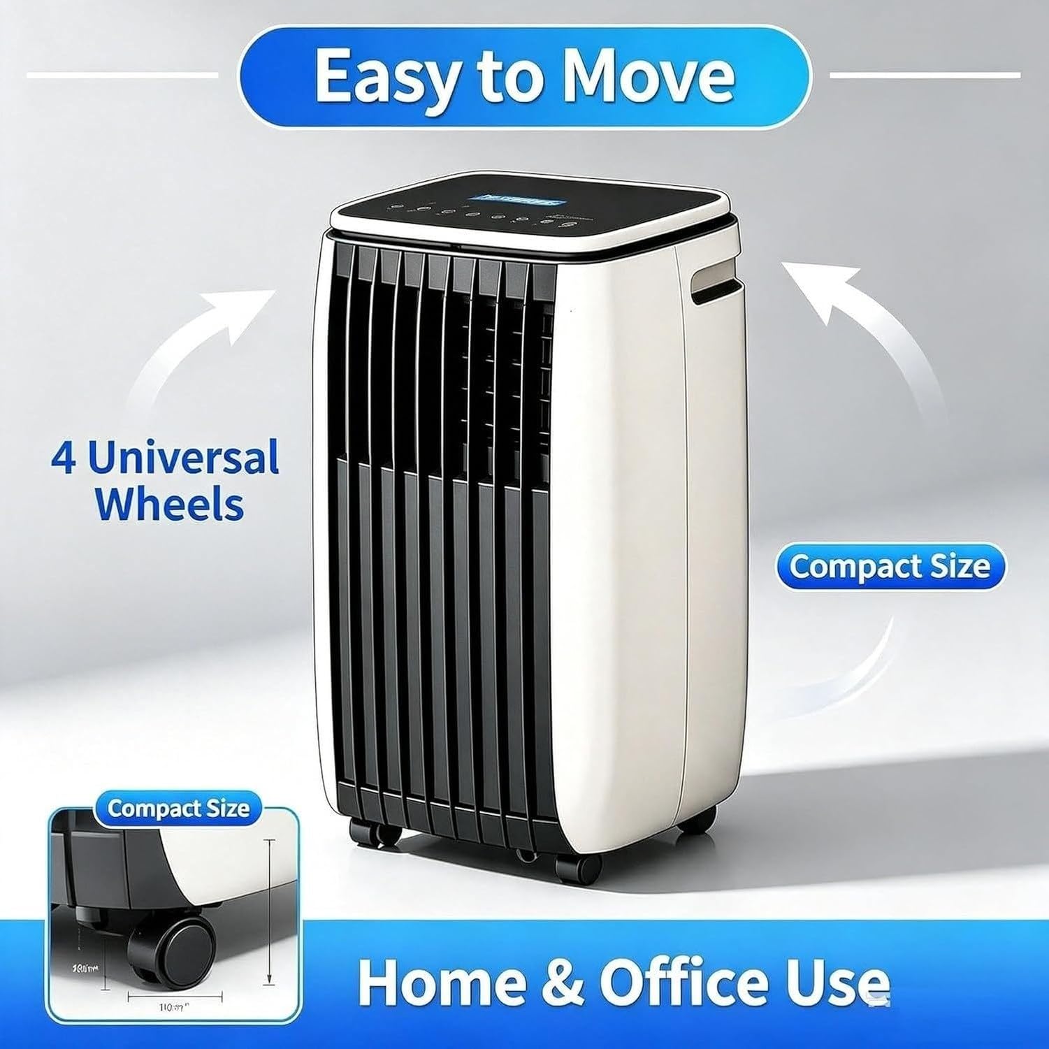 Aire Acondicionado Portátil 14000 BTU Solo Frío, 220-240V 50Hz, Compresor Silencioso, Kit Manguera Ventana, Ruedas, Unidad Compacta Móvil, C+12000 Btu, C+12000 BTU