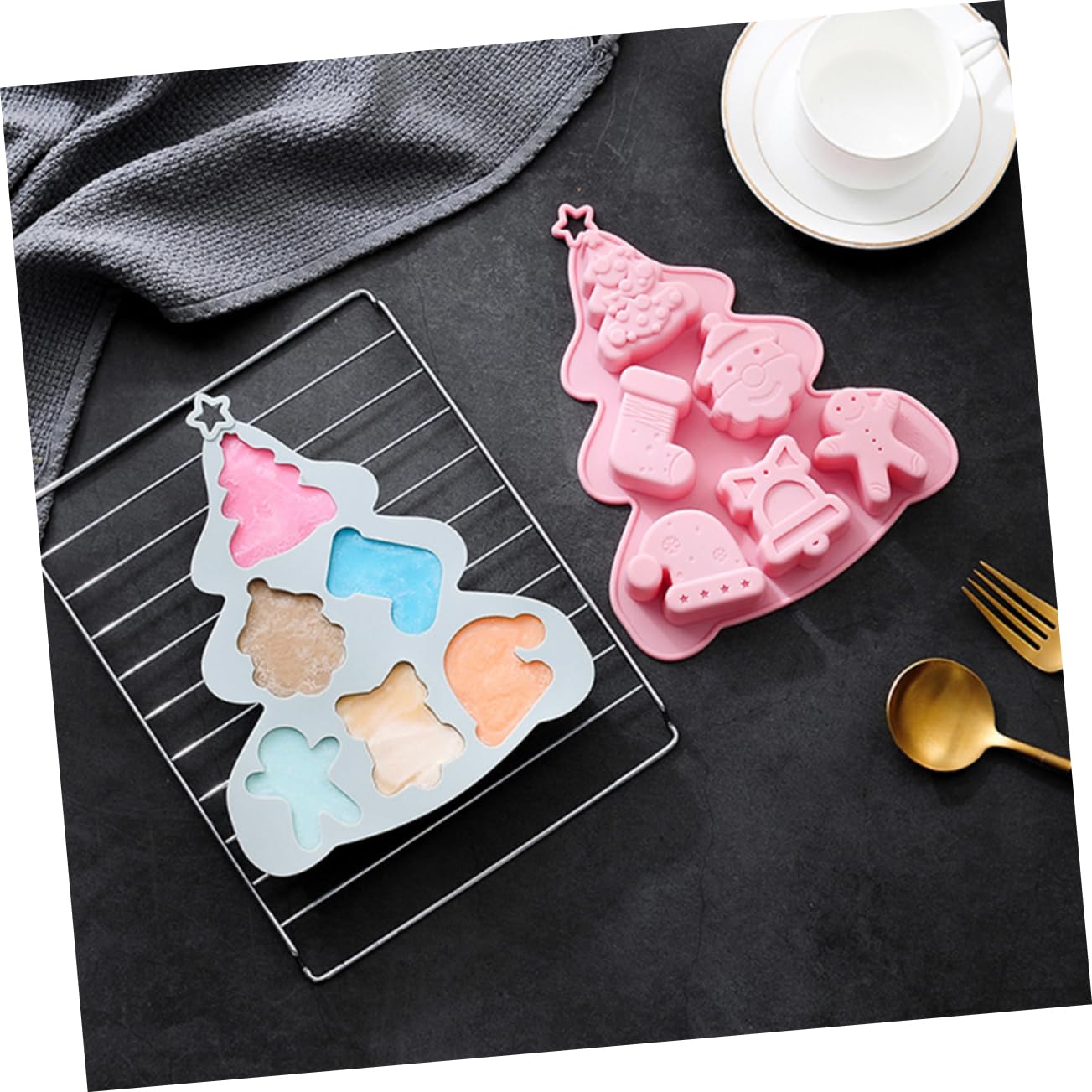 ABOOFAN 6pièces Moule à Gâteau Moule Arbre De Noël Avec Cavités Pour Gâteaux Desserts Et Décorations De Noël