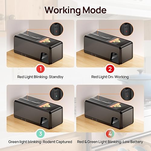 Miniatura 4 de Trampa eléctrica para ratas, trampa para ratones en interiores, potente voltaje que mata instantáneamente ratas y ratones, exterminador de roedores
