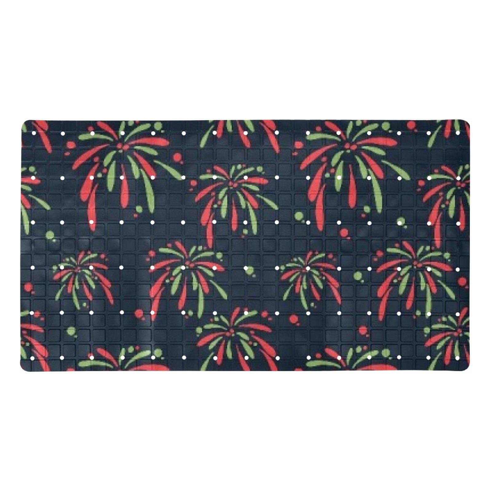 Tapis de douche antidérapant pour baignoire familiale motif feu d'artifice