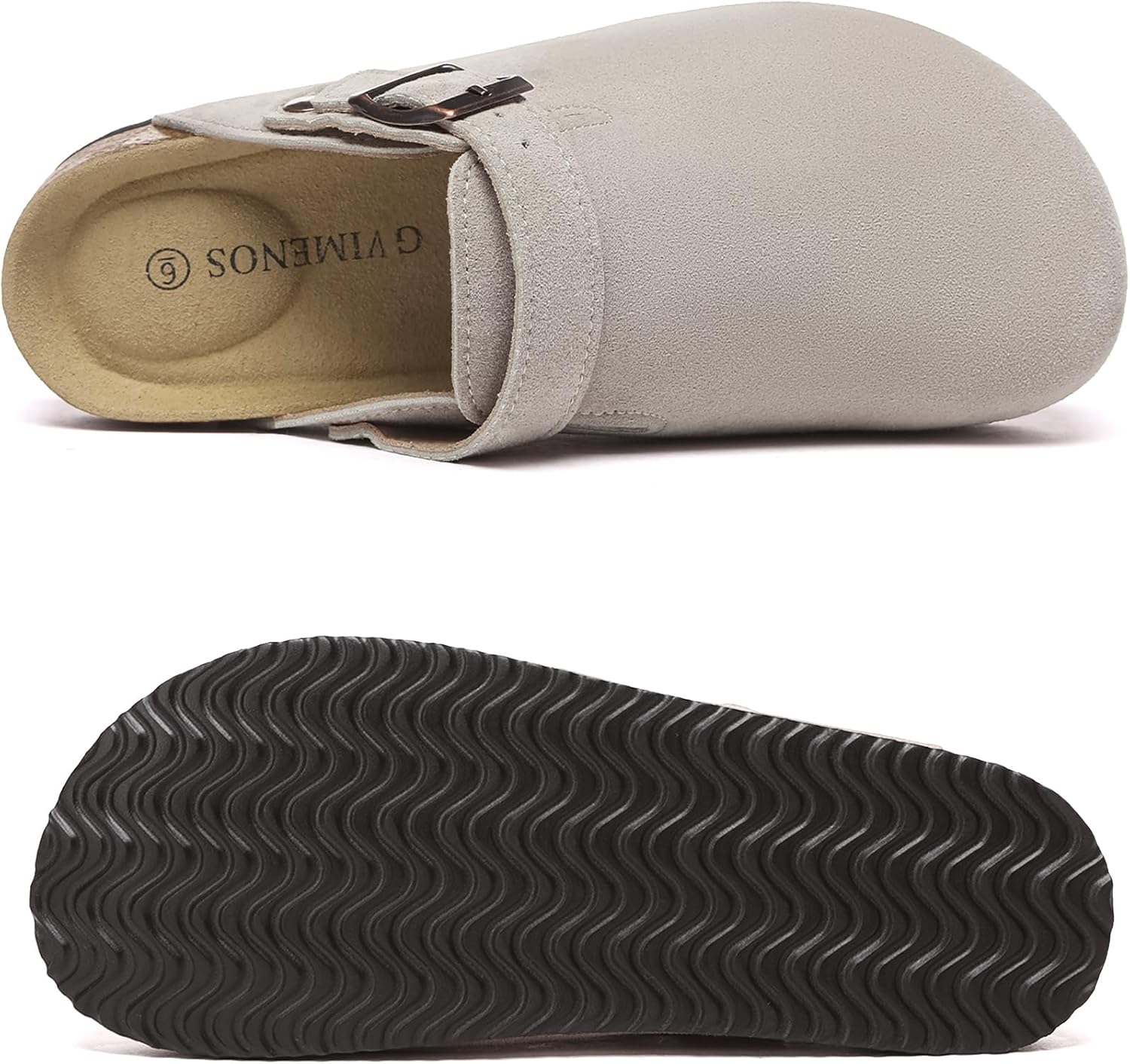 Suede Clogs for Women Leather Mules Adjustable Buckle with Comfort Cork Footbed and Arch Support - Image 4