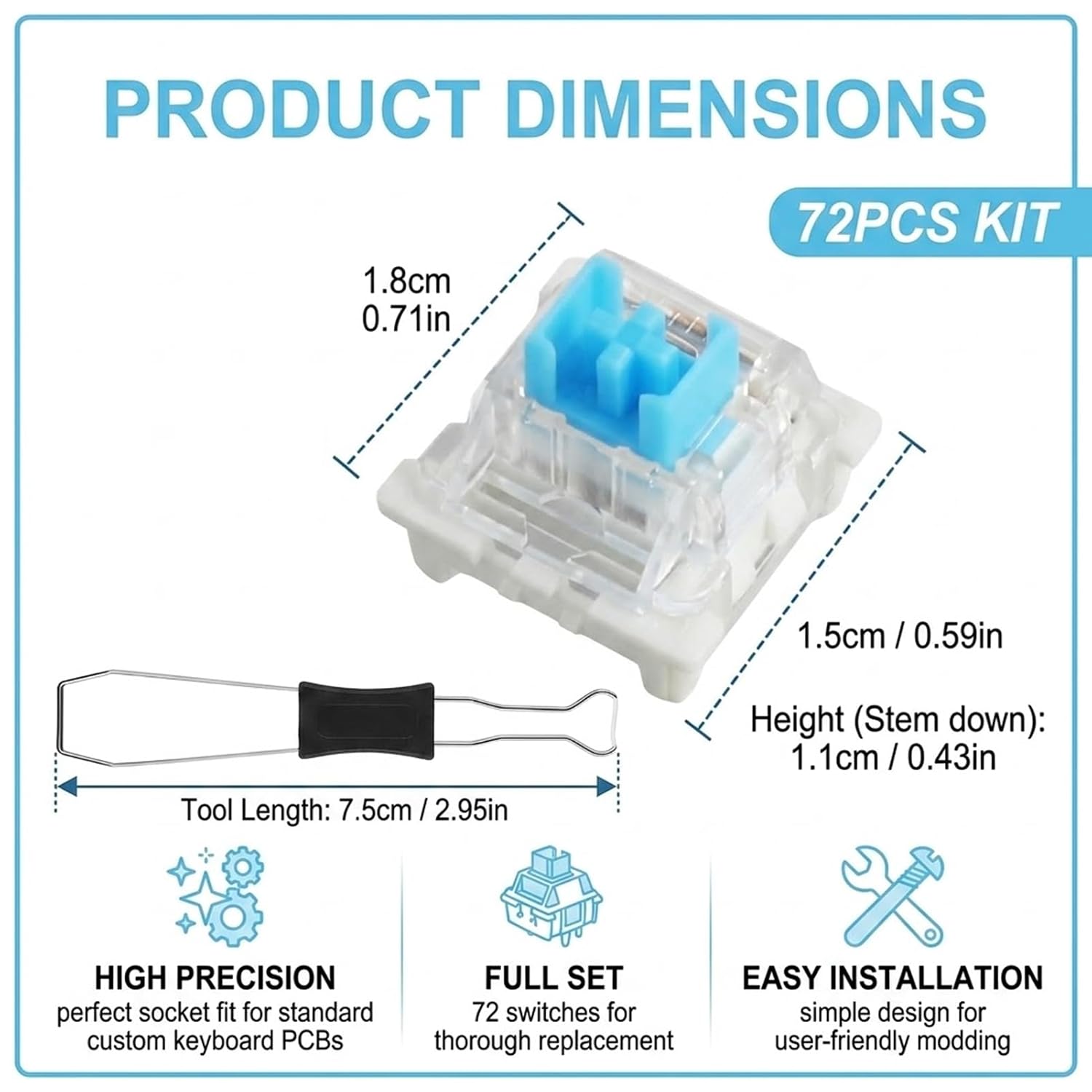 Keyboard Switches 72PCS with Tools