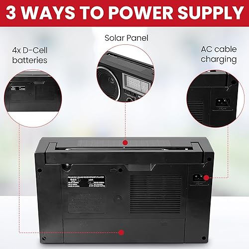 Miniatura 7 de Audiobox Radio portátil de 3 bandas RX-5 con altavoz de energía solar, MP3, AUX, USB, tarjeta TF, SD MMC