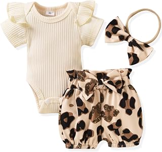 Aalizzwell Baby Girls Ribbed Bodysuit Bloomer Shorts Outfits Summer Clothes