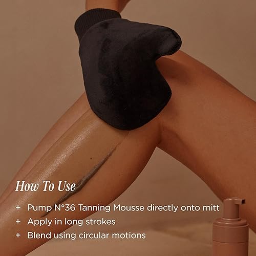 Miniatura 5 de + Lux Unfiltered Manopla de bronceado, guante de microfibra autobronceadora con pulgar, uso para un bronceado sin rayas + impecable, guante de