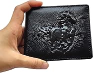 Vista 99 de Hombres Cool Eagle Wolf Caballo Totem Cuero Vaca Vertical Cartera Cremallera Multi-tarjeta Titular, Tótem de caballo, Minimalista