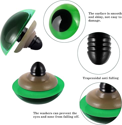 Miniatura 3 de UPINS 180 piezas de ojos y nariz grandes de seguridad de 0.47 a 1.18 pulgadas con arandelas para ojos de animales de peluche Amigurumi, muñeca de