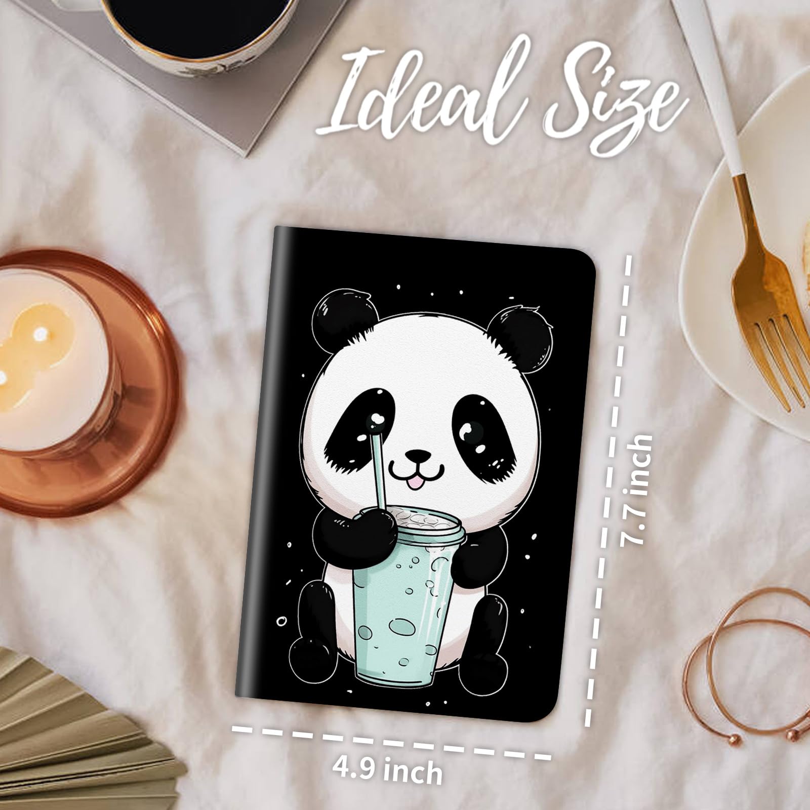 Server Book for Waitress, Leather Waiter Book Server Wallet with Zipper Pocket, Cute Waitress Book & Waitstaff Organizer with Money Pocket Fit Server Apron,Funny Cute Panda