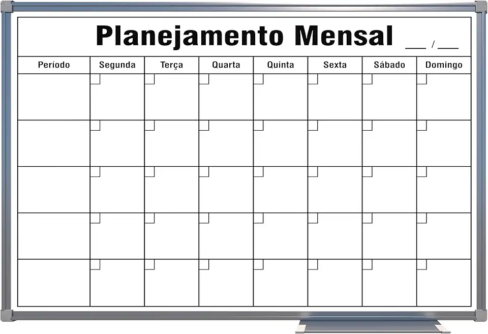 Quadro Branco Standard Mensal 60cm X 40cm - Moldura Alumínio Standard, Souza & Cia, 1136