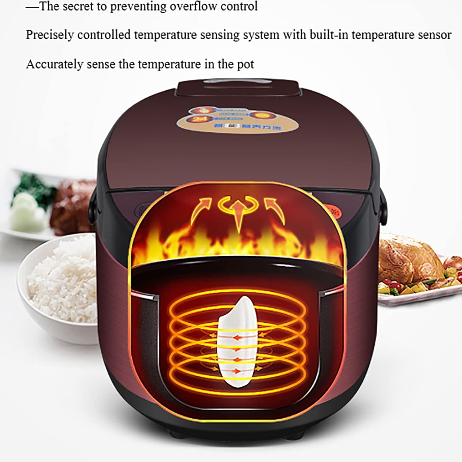 Rice Cooker (5L) Home Multi-function Large-capacityRice Cooker, 24H Reservation Non-stick Rice Cooker, for 2-8 People 220-240V US/EU(B)