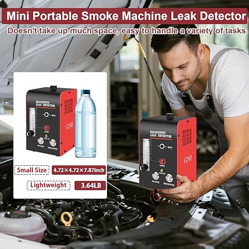 Miniatura 4 de GNI Máquina de humo con bomba de aire incorporada automotora, detector de fugas portátil con medidor de flujo, modo humoaire DC12V máquina de humo