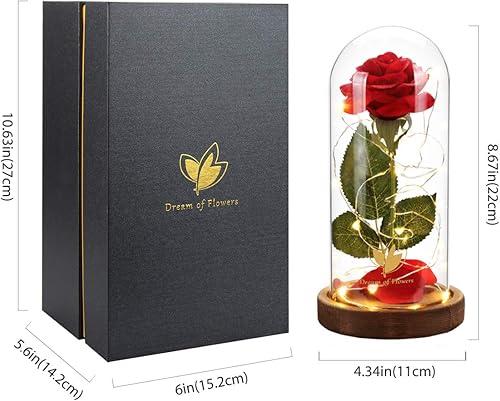 Miniatura 16 de Rosa de la Bella y la Bestia, regalos de rosas para mujeres, regalos para ella, regalos de cumpleaños para mujeres, rosa eterna artificial iluminada