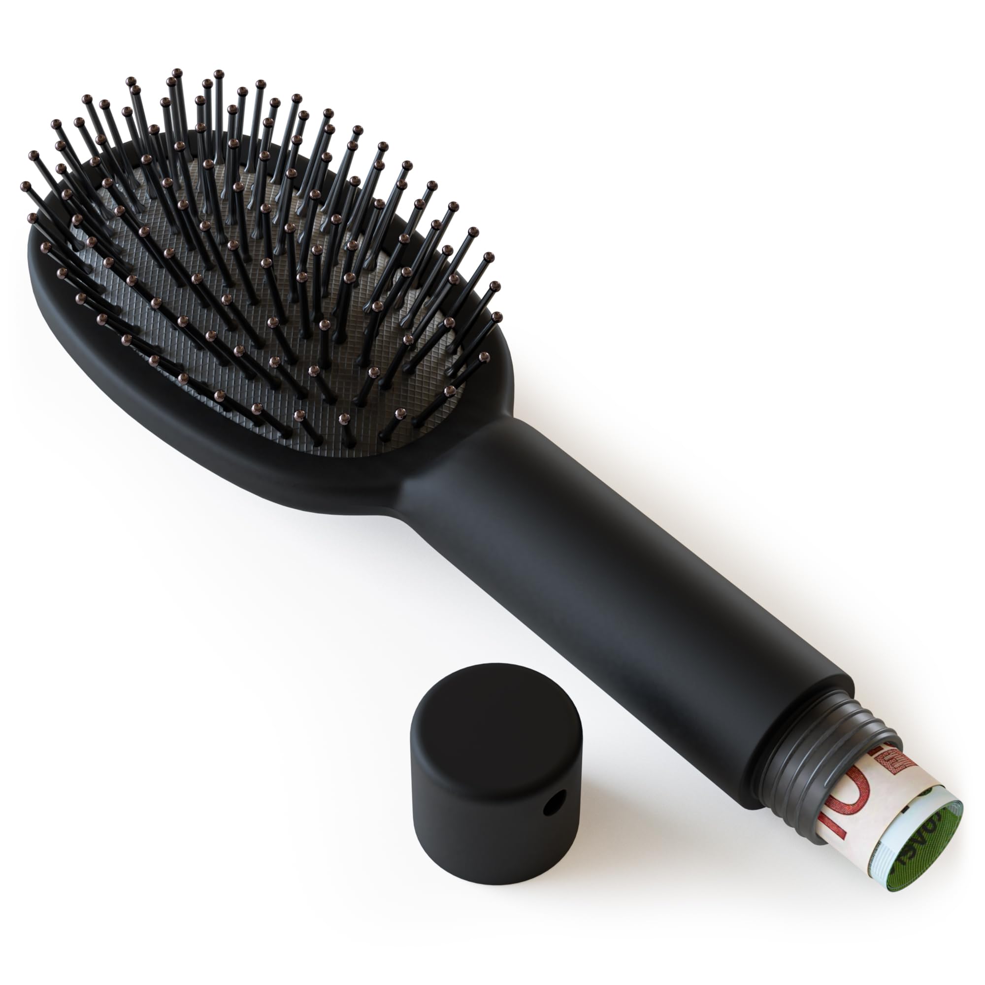 Evergreen Labs Black Hair Brush With Secret Compartment Money Cover, Key Cover, Travel Hairbrush Discreet Money Box For Valuables Hidden Safe Hidden Safe