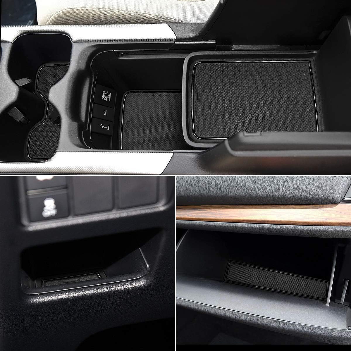 Auovo 20pcs Anti Dust Mats for 2022 2020 2021 Honda CR-V/CRV Accessories Premium Custom Non-Slip Car Cup Holder Inserts, Center Console Liner, Door Pocket Liners Interior(Black Trim)