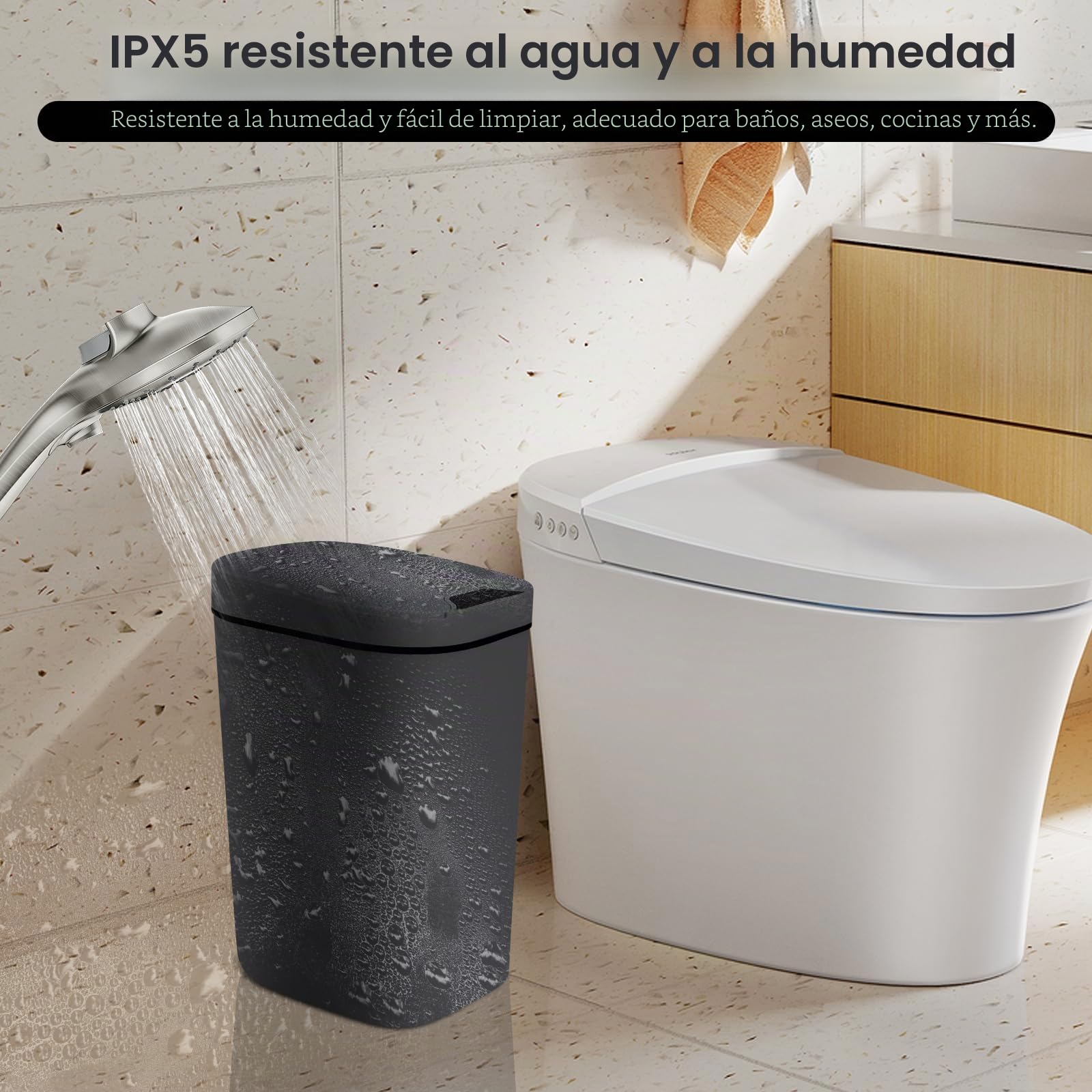 2 Piezas Papelera Automática Con Sensor 12L, Cubo Basura Sin Contacto | Cubo De Basura Eléctrico Con Tapa Automática De Plástico ABS, Para Baño, Cocina, Oficina Y Dormitorio