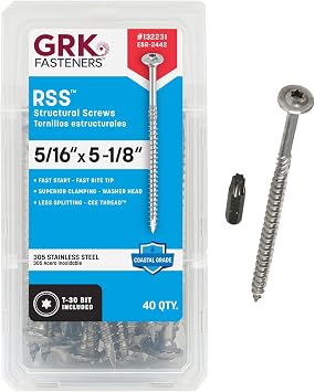 GRK 132231 RSS SS HandyPak 5/16 by 5-1/8-Inch 305SS Structural Screws, 40pk