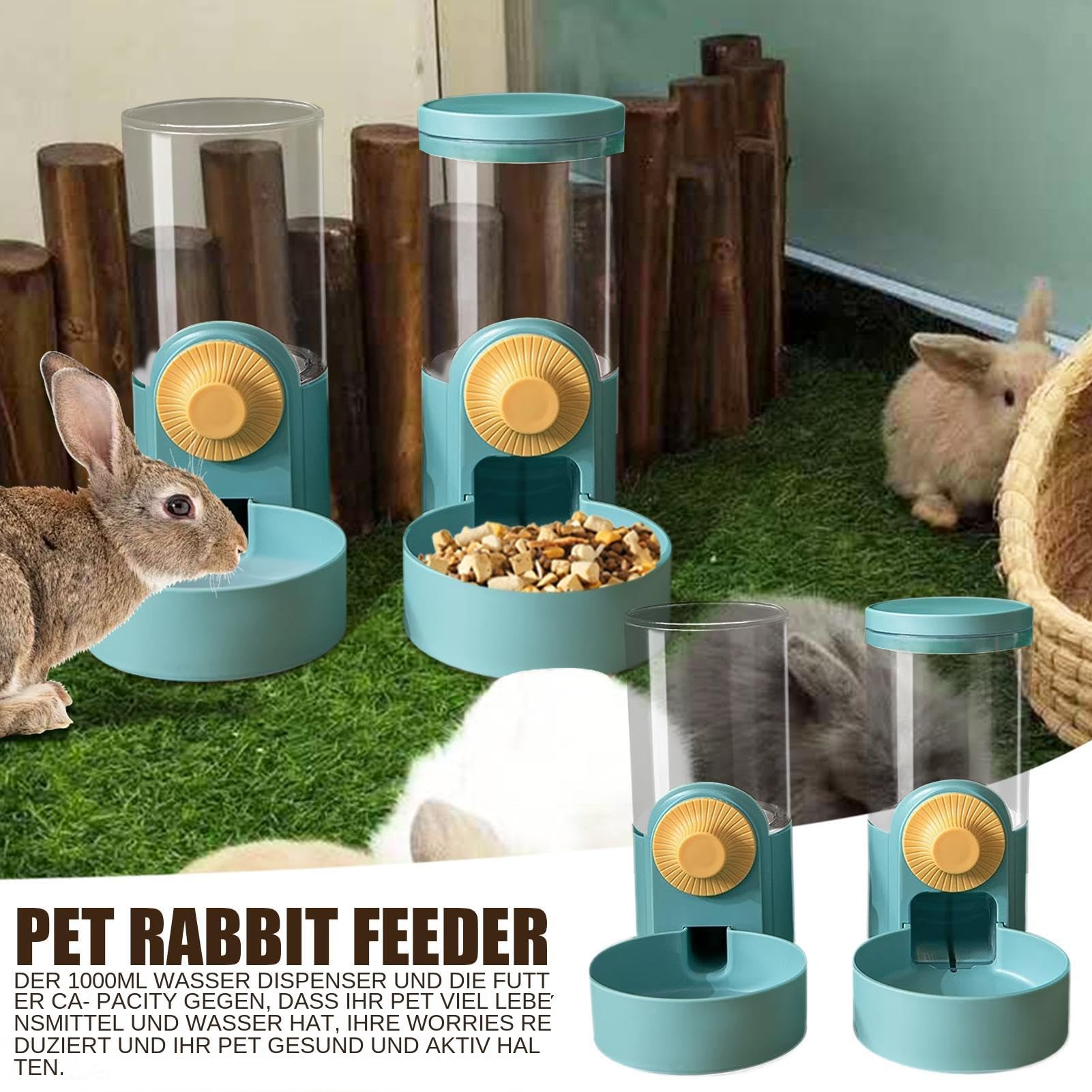 Automatischer Futterspender & Wasserspender Für Käfig – Für Kaninchen, Meerschweinchen, Frettchen