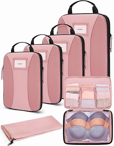 BAGSMART Cubitos de embalaje de compresión, 6 cubos de embalaje para maletas, organizador de bolsas de viaje para equipaje, cubo de embalaje ligero