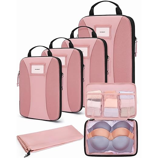 BAGSMART Compression Packing Cubes, 6 PCS Packing Cubes for Suitcases, Travel Bags Organizer for Luggage, Lightweight Packing Cube for Travel Essentials