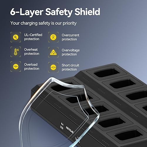 Miniatura 4 de Retevis H-777H Radio de 2 vías, Walkie Talkies para adultos, paquete de 10 con cargador múltiple de 10 vías, pantalla oculta, progreso de carga