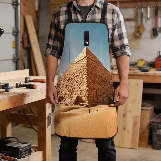Delantal de trabajo estilo pirámide egipcia con bolsillos miniatura 5