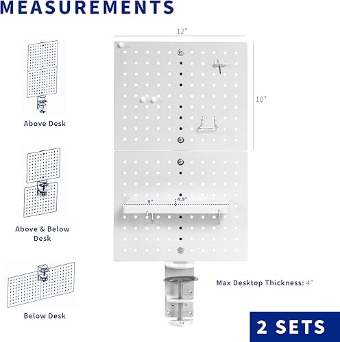 Miniatura 26 de VIVO Tablero de clavijas de escritorio con abrazadera de acero, panel de privacidad de 60 x 24 pulgadas, tablero magnético de clavijas, organizador