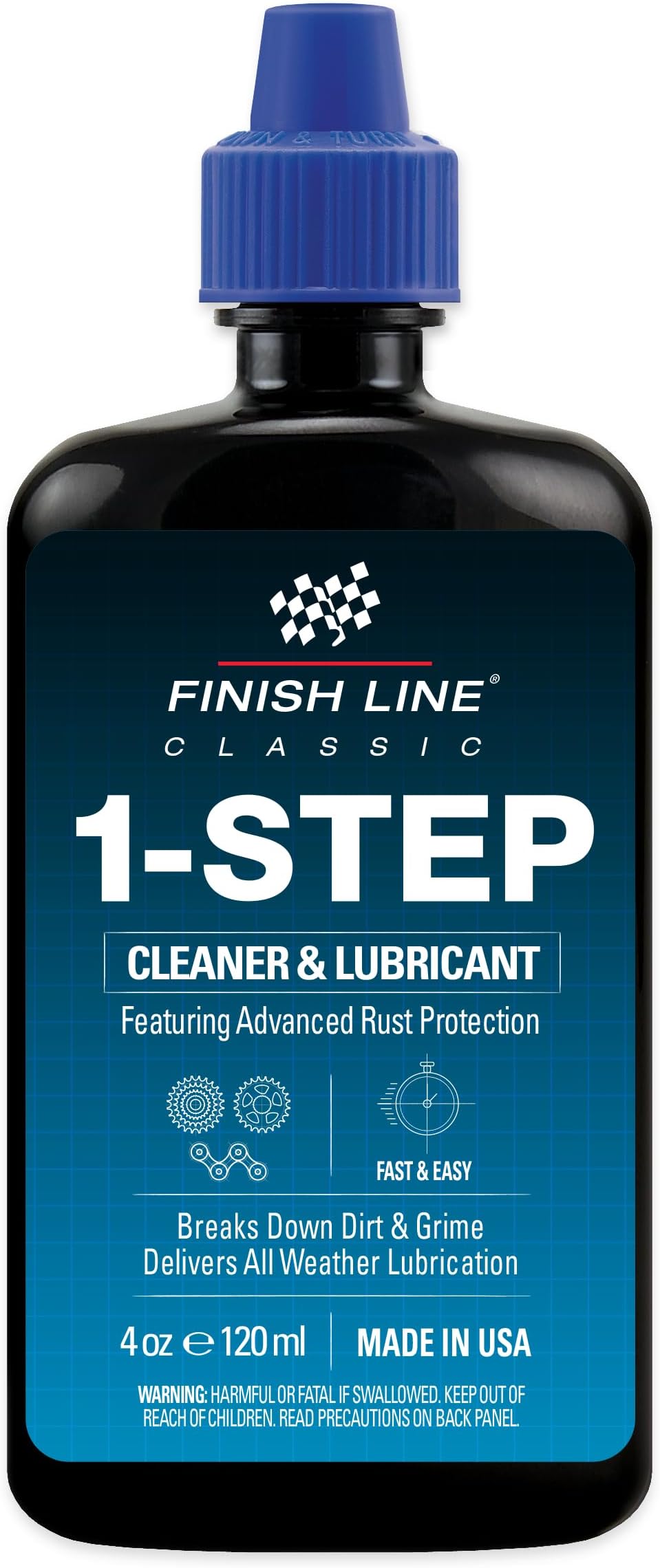 Finish Line 1-Step Bike Chain Cleaner and Lubricant – Cleans, Lubricates & Protects in One Application, Helps Reduce Wear & Friction, Rust Protection for All Bicycle Chains, 4 oz