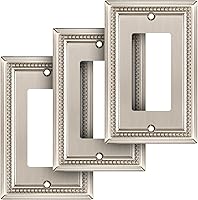 Vista 74 de Henne Bery Sunken Pearls - Placa de pared decorativa resistente para interruptor, cubierta para tomacorrientes (doble dúplex, níquel satinado)