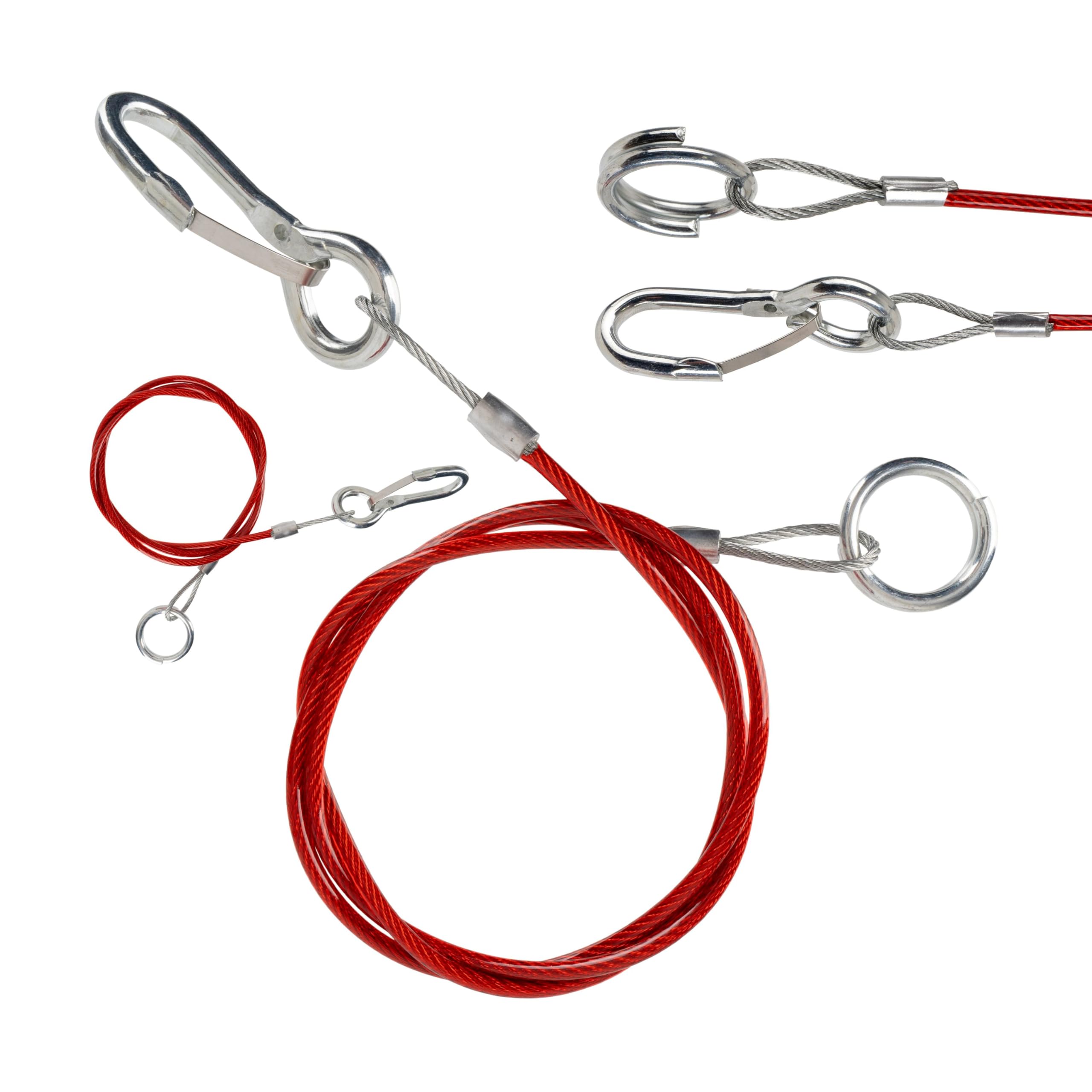 2 Cavi Di Sicurezza Per Rimorchio Con Moschettoni | 1 Metro X 4 Mm | Freno Di Emergenza Per Roulotte, Caravan, Camper | Zincati