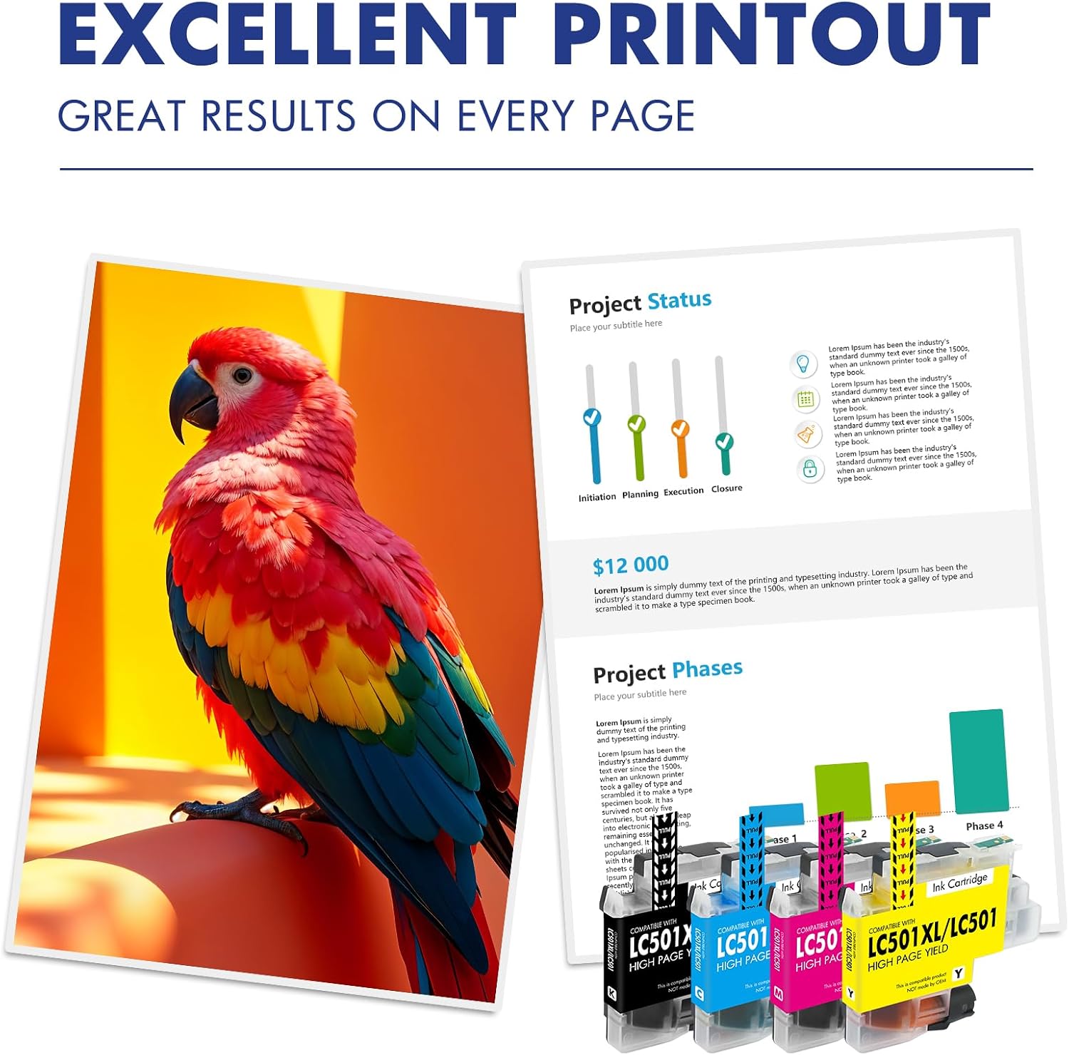 LC501XL LC501 MFC-J1360DW Ink Cartridges for Brother Printer LC 501 XL image 5