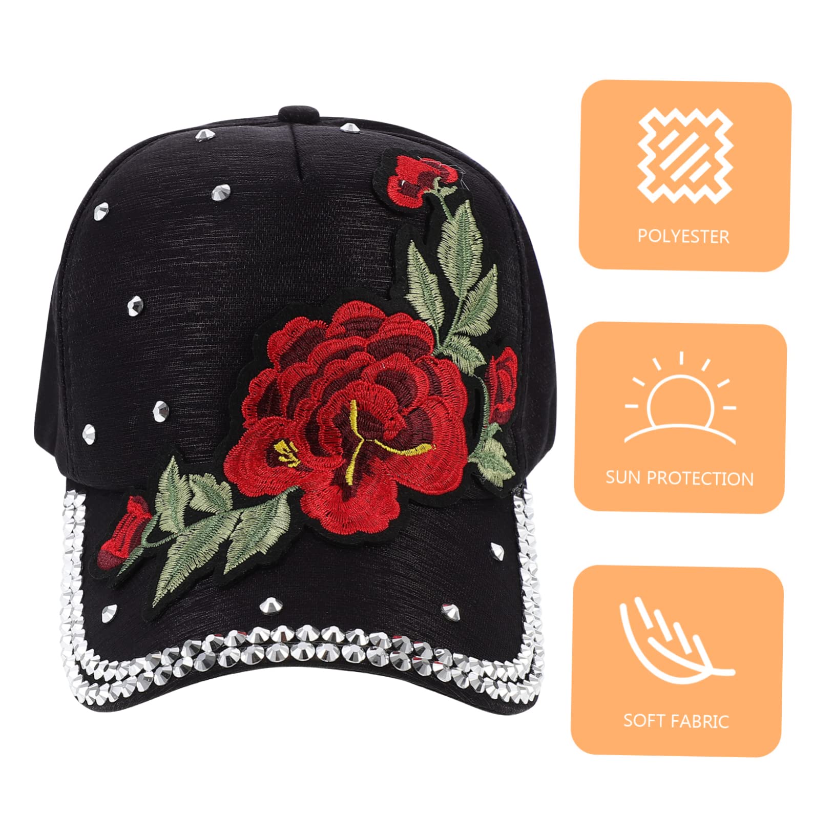 FRCOLOR Gorra De Béisbol con Protección Solar Sombrero para El Sol Visera Gorro para Mujer para Exteriores Sombrilla De Verano para Playa para Niña Y Mujer con Diamantes De