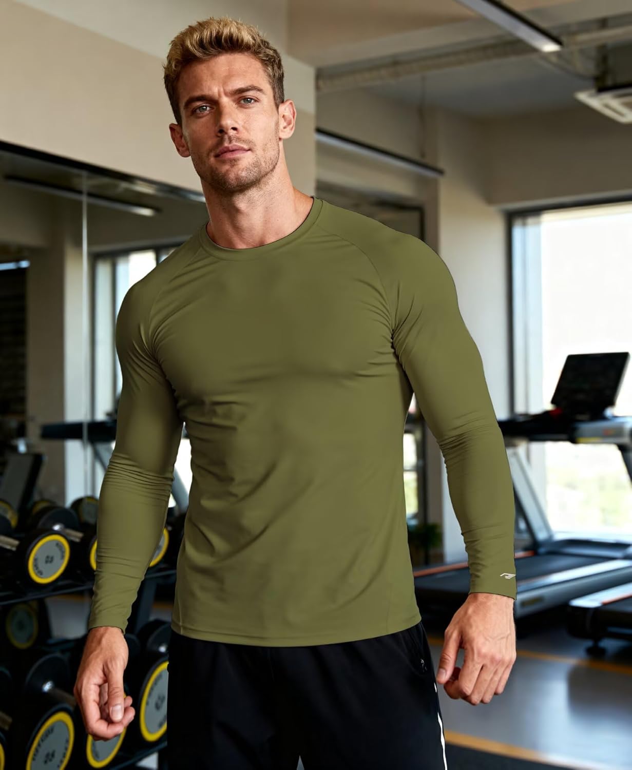 Long Sleeve Athletic Shirt Men Slim Fit Outdoor Running Thermal Crewneck Tops Base Layer T-Shirt Moisture Wicking - Image 4