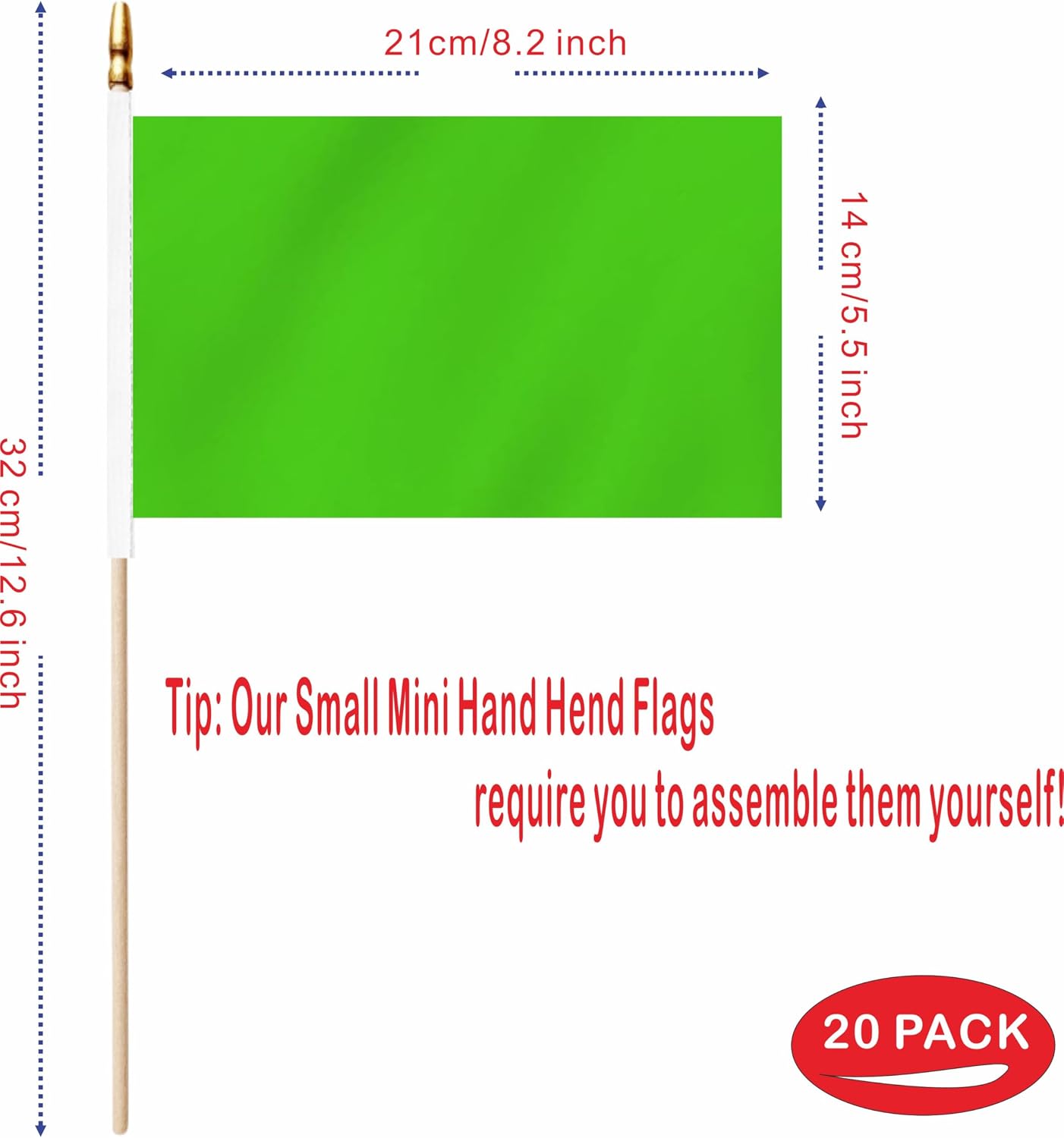 20 Pack Green Blank Sublimation Flag Set 5x8 Inch Wood Stick image 2