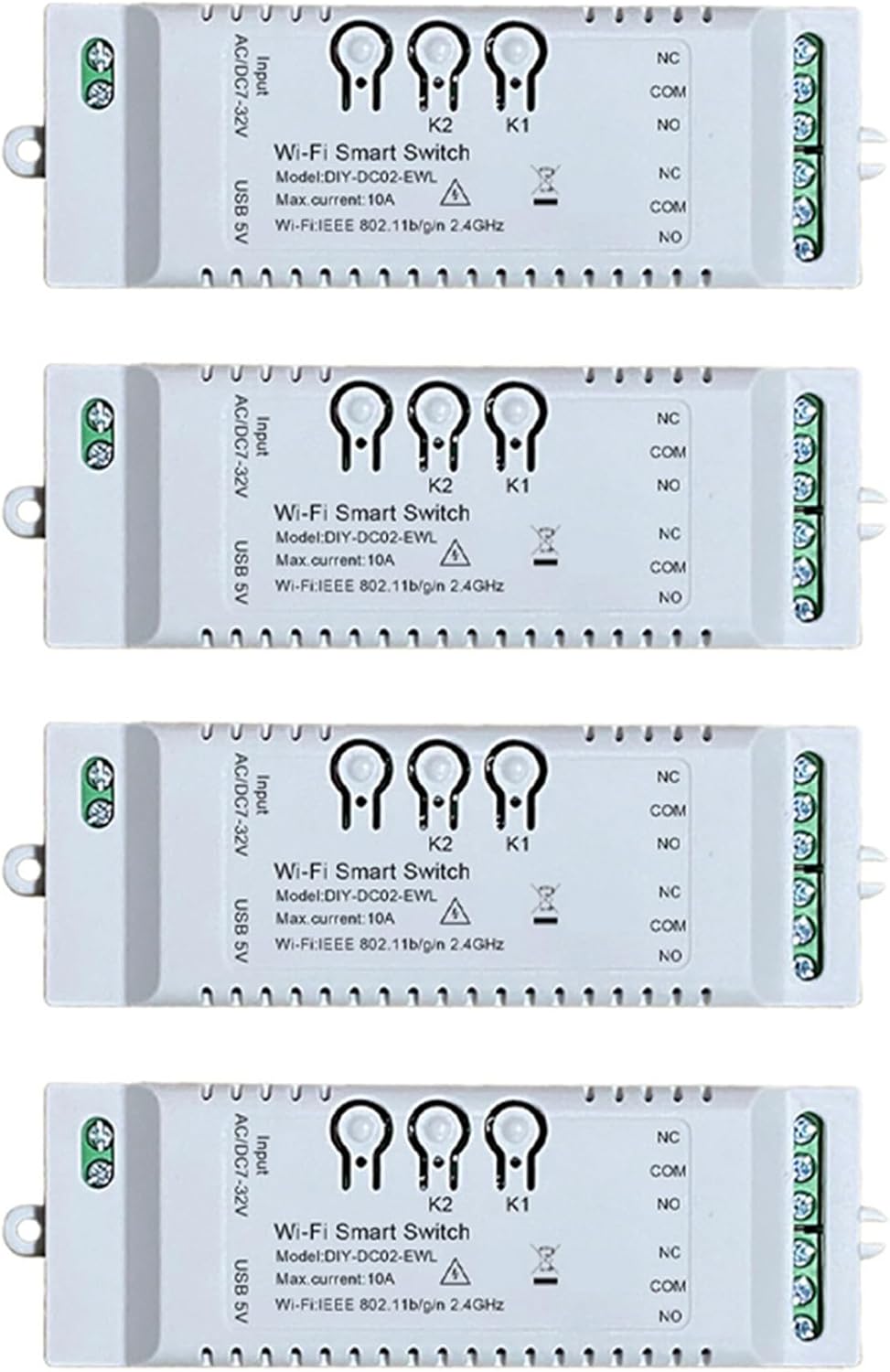4X 2CH WiFi Smart Switch DIY Timer APP 7-32V USB 5V 2.4G WiFi Home Automation Module for Home IFTT
