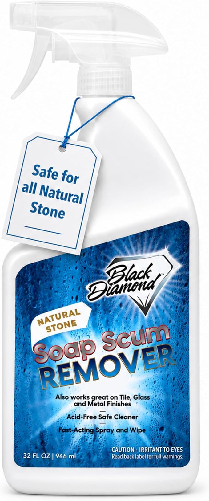 Natural Stone Soap Scum Remover for Showers, Glass Doors &