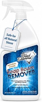 Natural Stone Soap Scum Remover for Showers, Glass Doors & Acid-Free. 1-QT | Natural Stone Safe Shower Cleaner, For Marble, Granite, Travertine, Tile & Glass, Removes Soap Scum