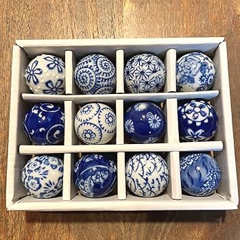 浮き球 浮き玉 Amazon | 浮き球（小） 染付陶器 12球セット 青花
