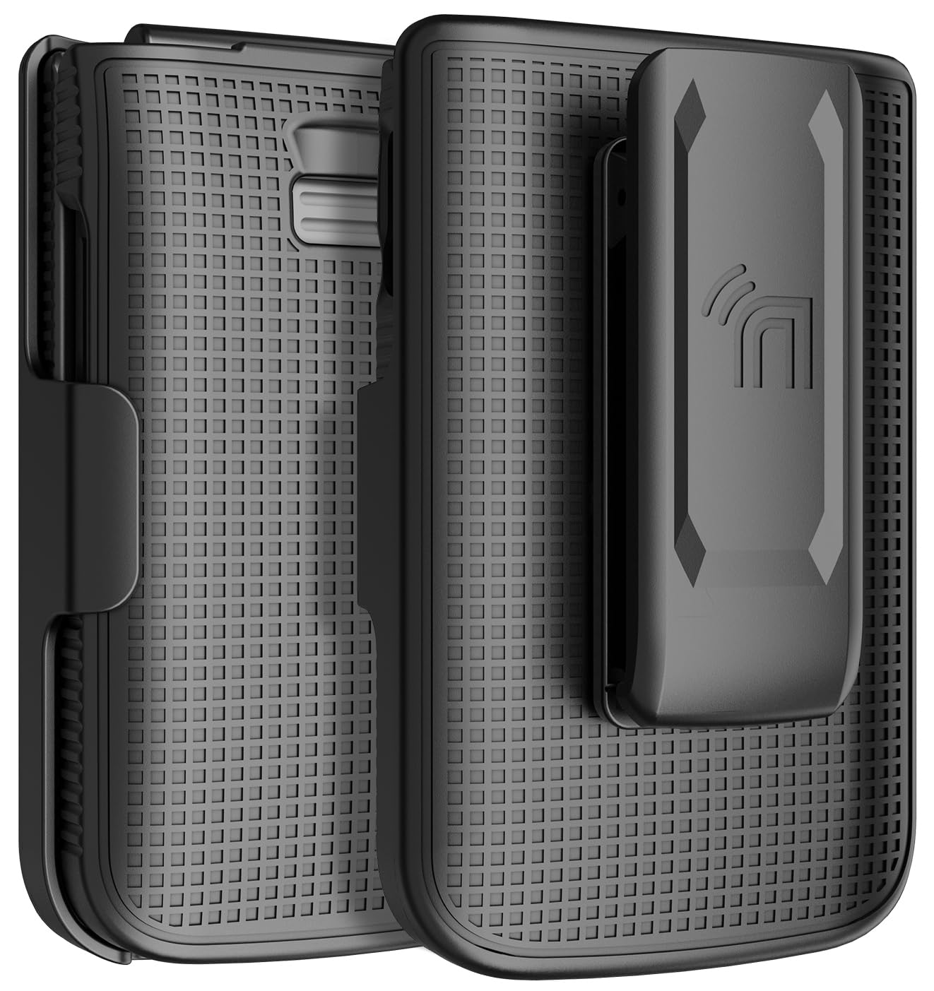 Nakedcellphone Holster Series for TCL Flip 3 Phone Case, Slim Hard Shell Cover and Belt Clip Holder Combination - Black Tread