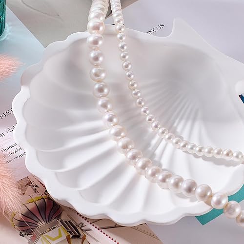 Miniatura 3 de Collar de perlas cultivadas de agua dulce para mujer, diferencias de tamaño de perlas (0.157-0.177 in y 0.276-0.315 in) Collar de perlas de dos
