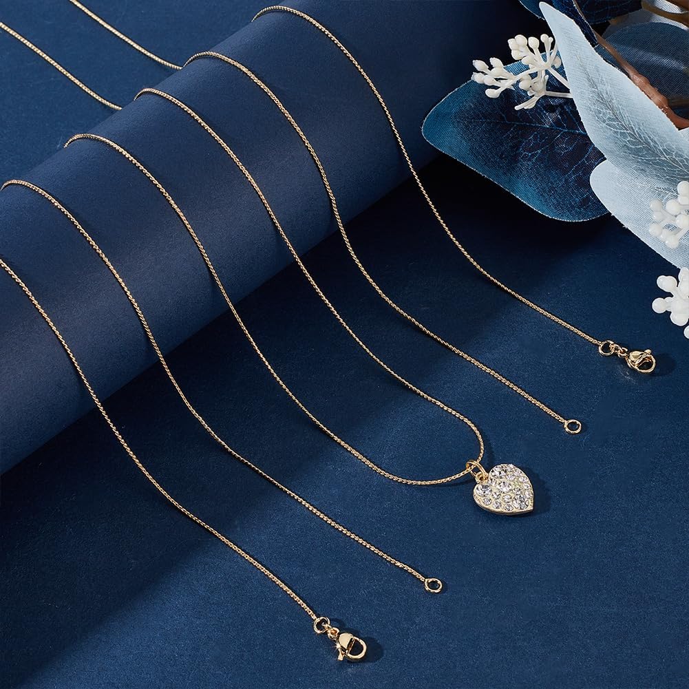 Beebeecraft 1 Box 6Pcs Serpentine Chain for Women 18K Gold Plated Brass Snake Chain Curb Chain Necklace