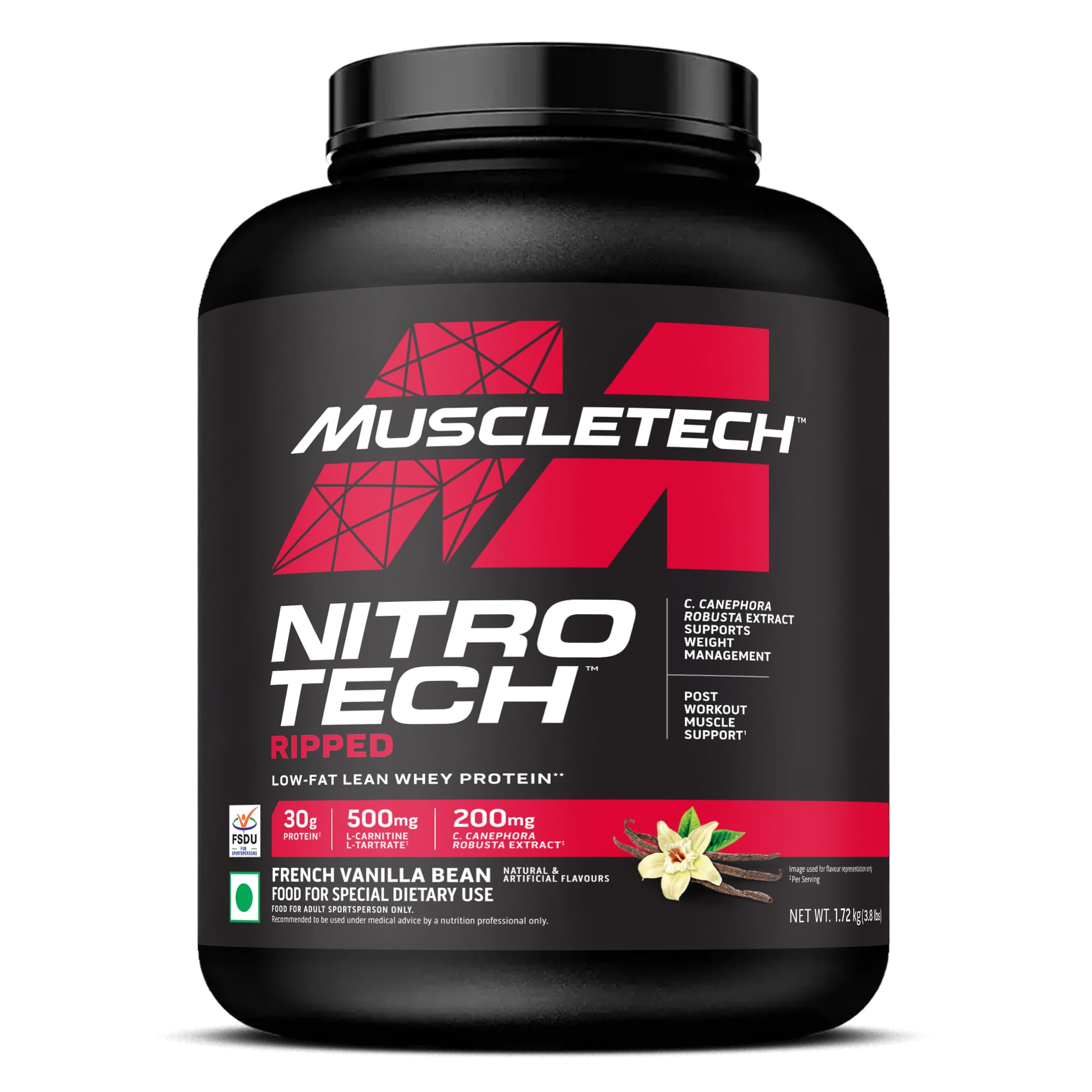 MuscleTech Nitrotech Ripped,1.72 Kg (3.8Lbs),Chocolate Fudge Brownie,Low Fat Lean Whey Protein,+ Weight Management,30 G From Whey Protein,500 G (L-Carnitine & L-Tartrate),200 Mg C,41 Servings — Amazon image 10
